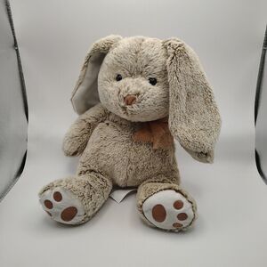 Hug Fun Bunny Plush Easter Rabbit Floppy Ears Swirl Soft Fur Paw Print Brown